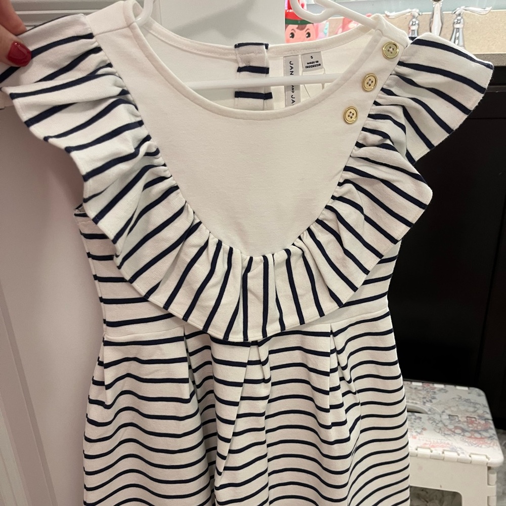 Janie and Jack navy and white striped dress